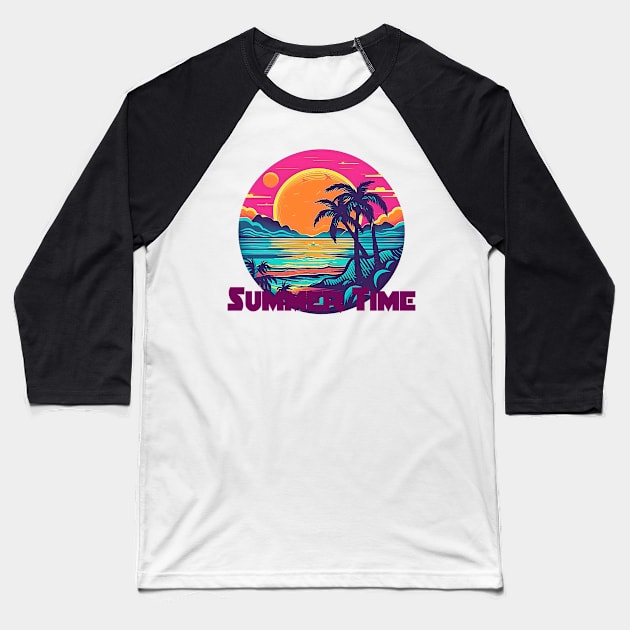 Summer Time 4 Baseball T-Shirt by DavisDesigns79